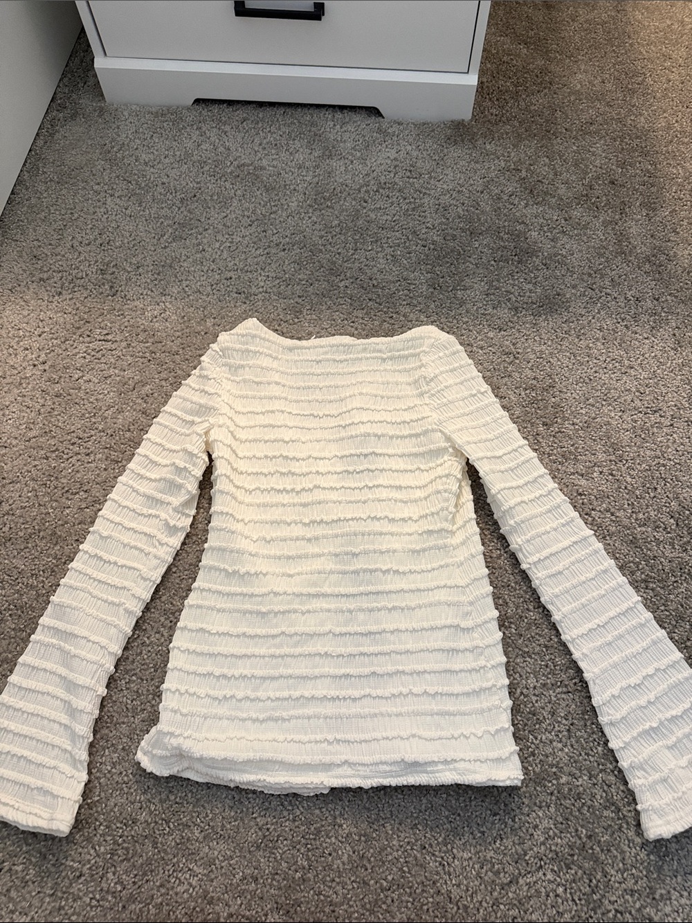 Adalee Ruffle Texture Top in White - Picture 5 of 6